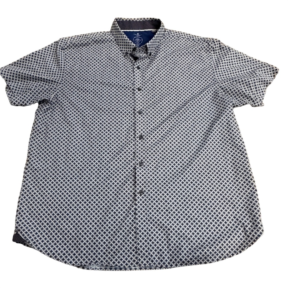 Con.Struct Short Sleeve Button Down Shirt XXL Abstract Slim Stretch